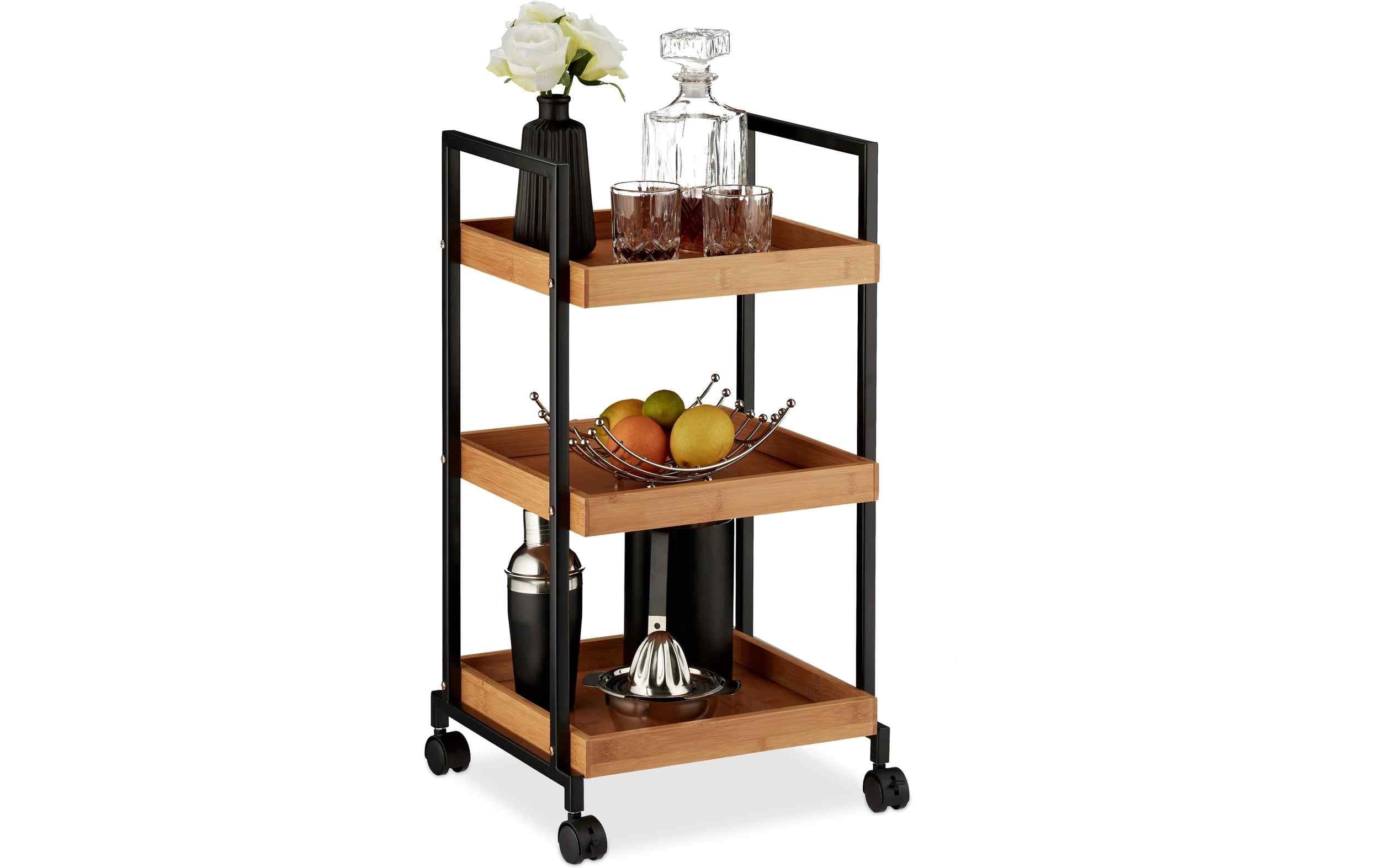 relaxdays Servierwagen mit 3 Etagen 69,5 x 37 x 34 cm