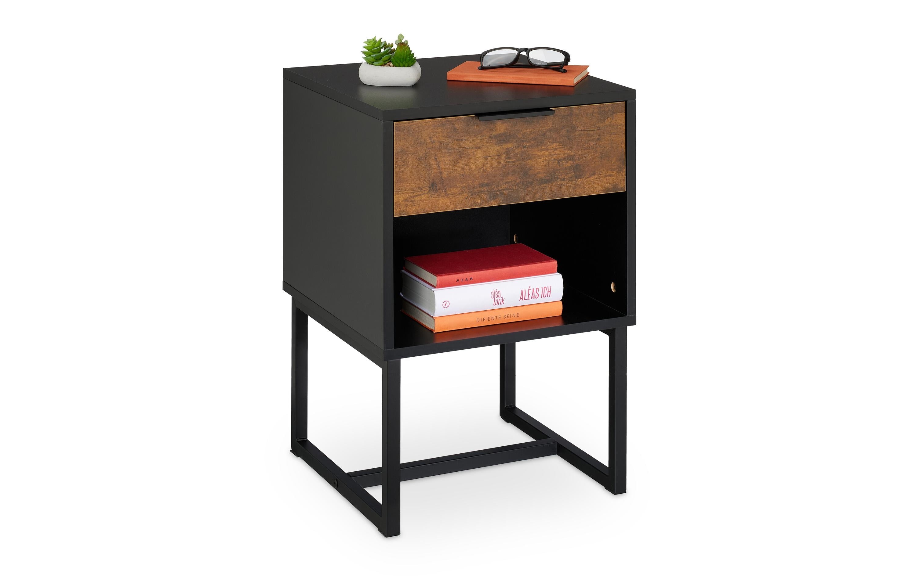 relaxdays Nachttisch Industrial 60,5 x 40 x 41,5 cm