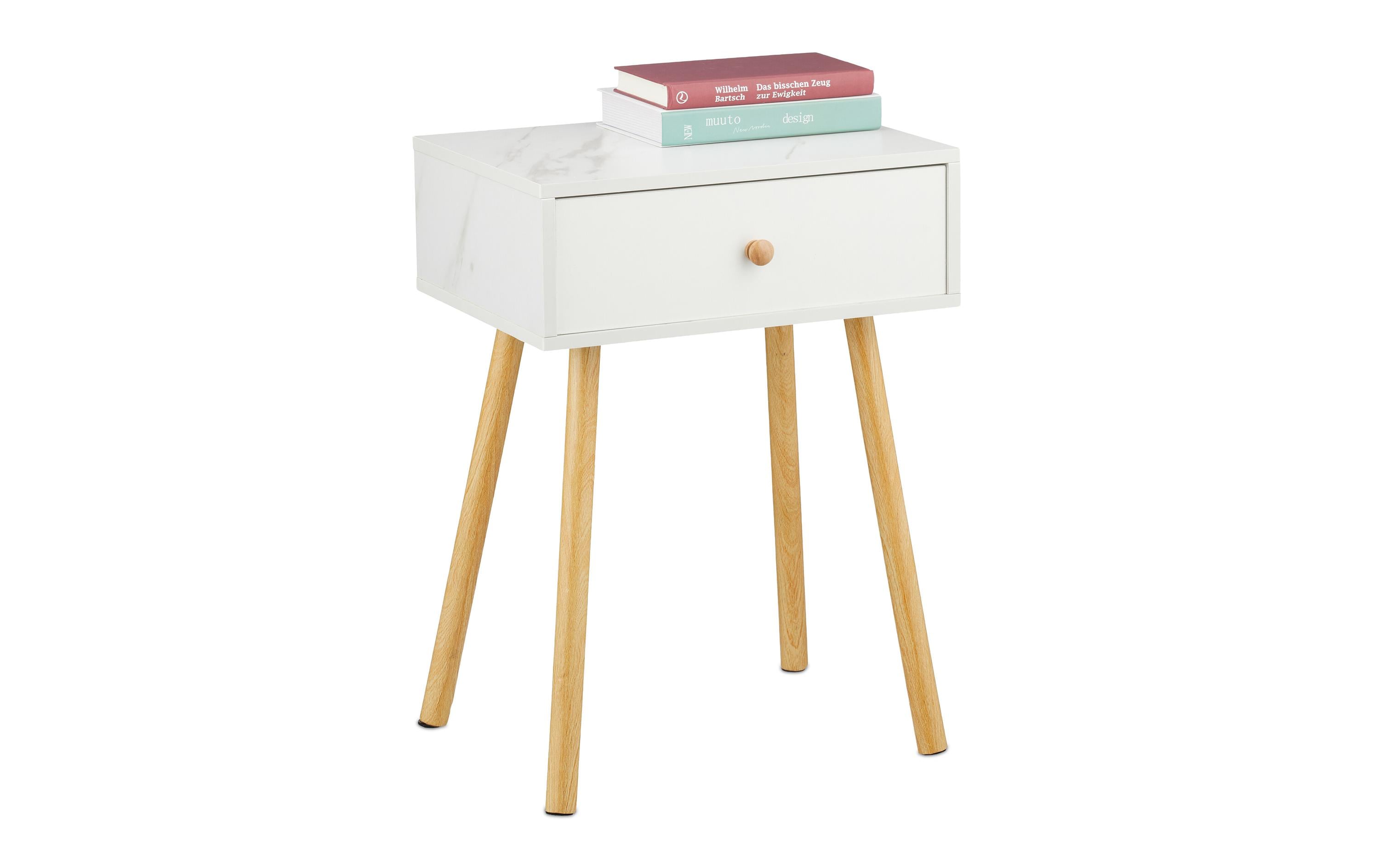 relaxdays Nachttisch Marmoroptik 55 x 40 x 32 cm
