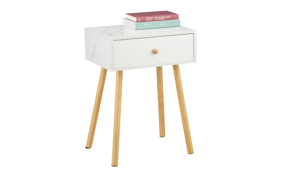 relaxdays Nachttisch Marmoroptik 55 x 40 x 32 cm