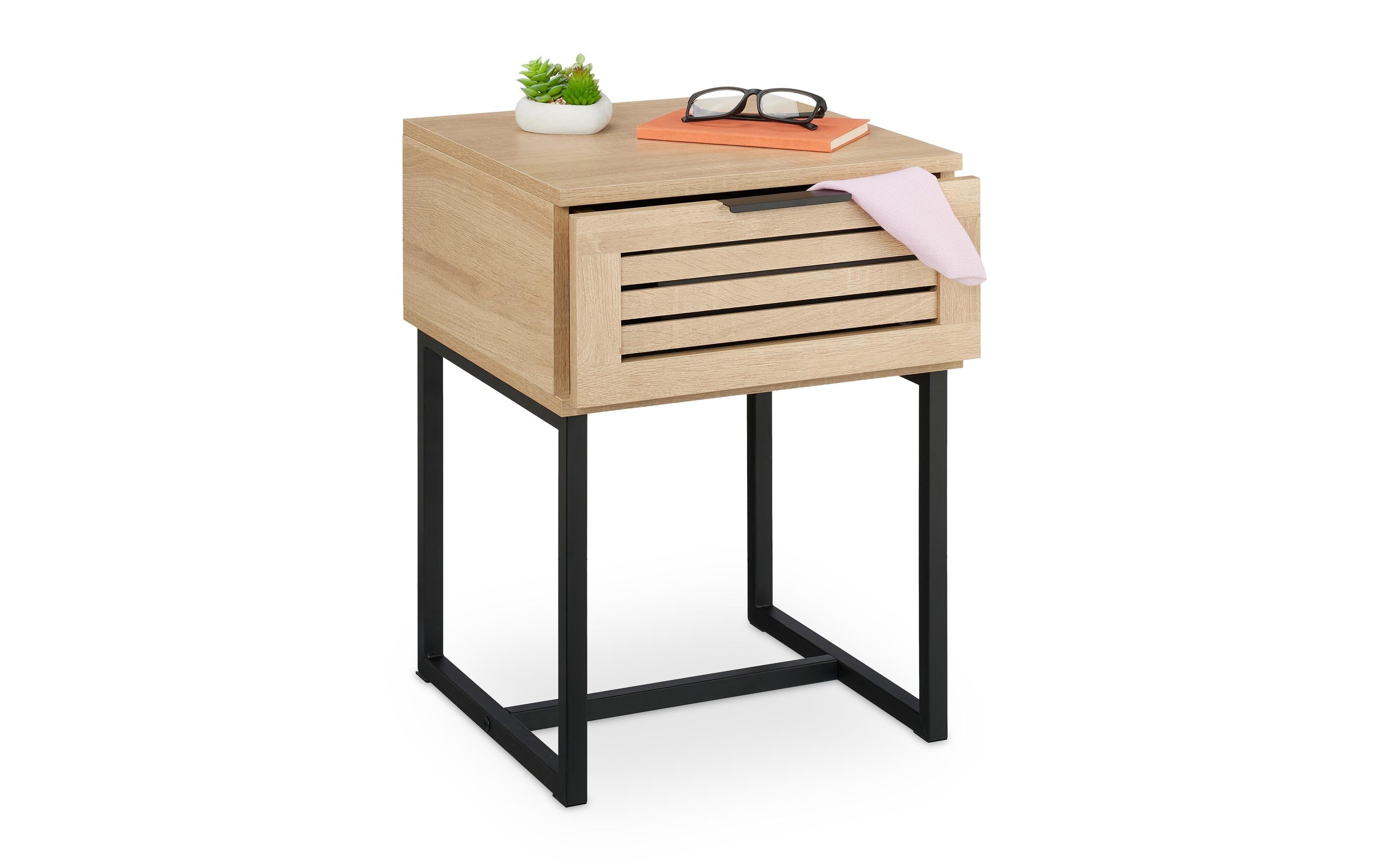 relaxdays Nachttisch mit Schublade 55,5 x 40 x 41,5 cm
