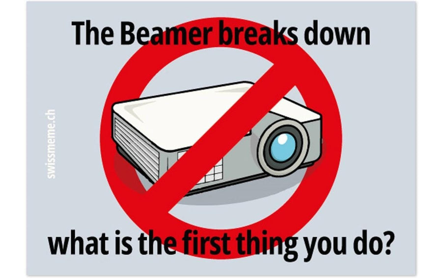 Swissmeme Sticker «Beamer breaks down» 7.4 x 7.4 cm