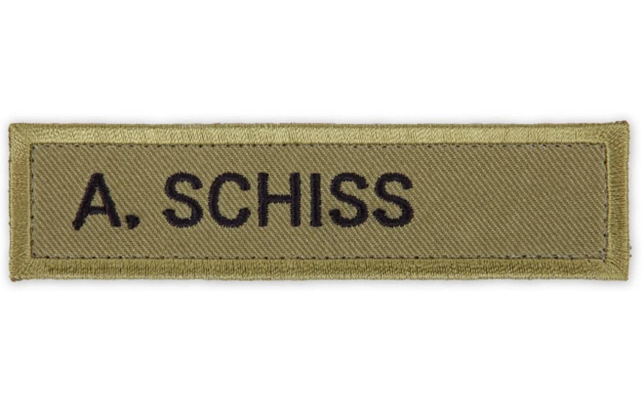 Swissmeme Scherzartikel Patch – Namensschild: A. Schiss