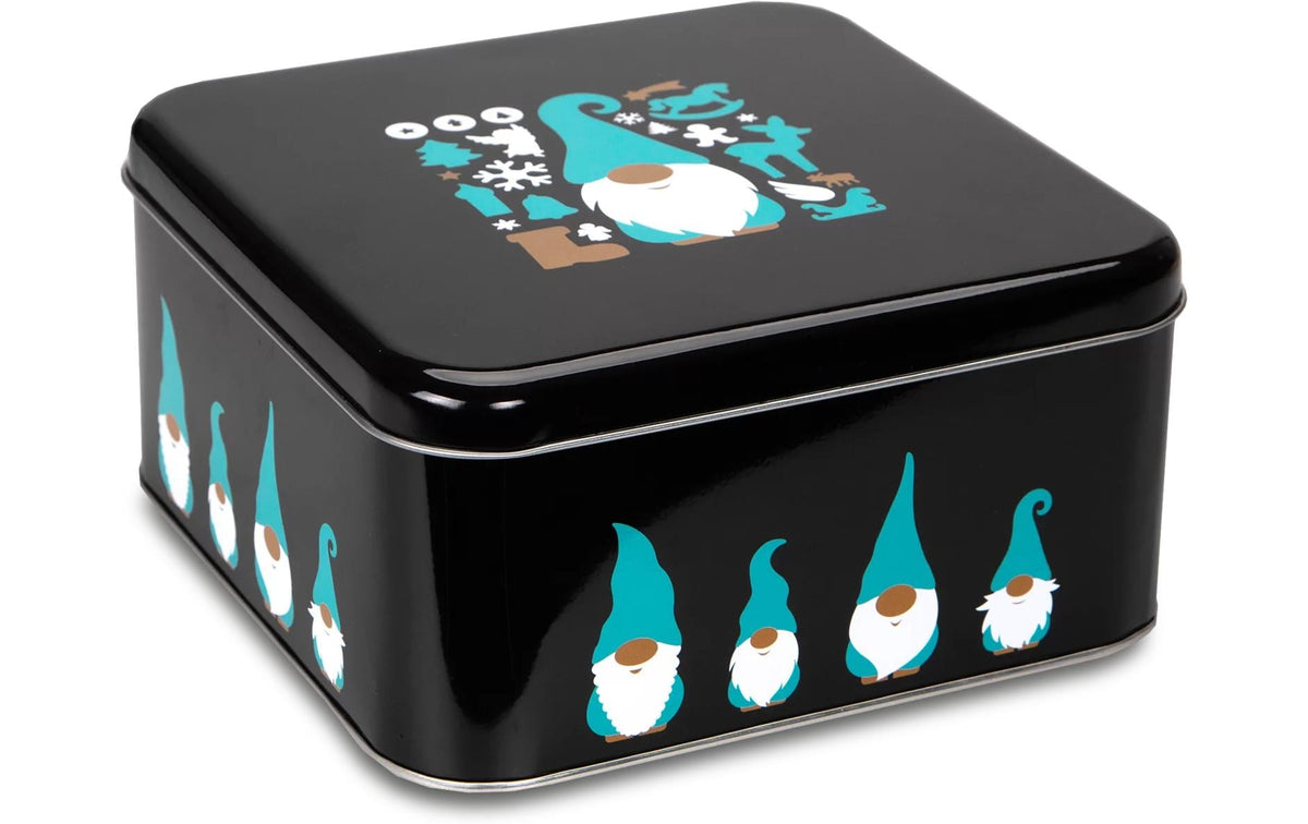 Gebäckdose Wichtel aus Weissblech mit Weihnachtsdesign