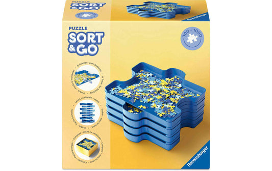 Ravensburger Puzzle Sort & Go mit stapelbaren blauen Sortierschalen für Puzzleteile