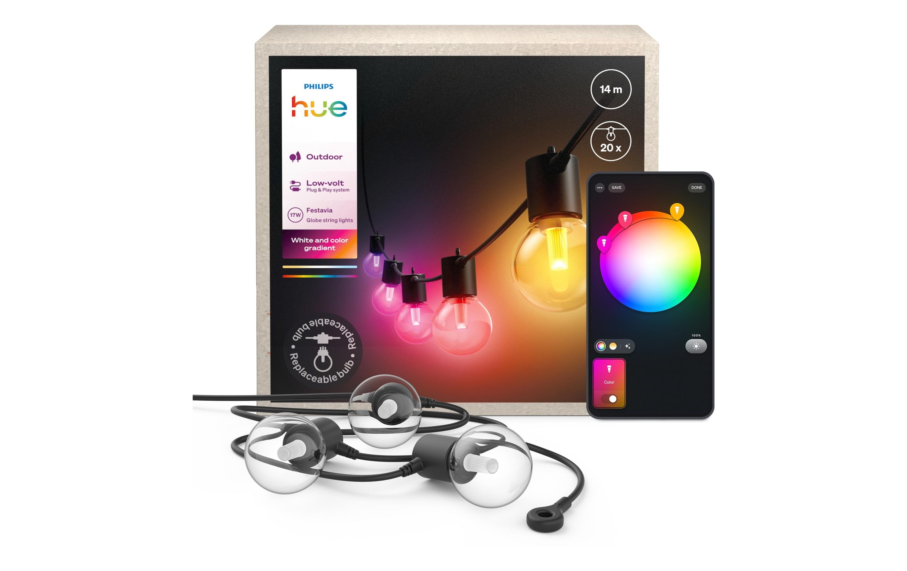 Lichterkette Philips Hue Festavia Globe Outdoor Starterset