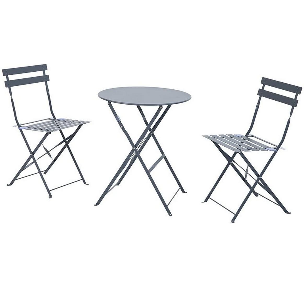 Dameco Bistro Set Metall Anthrazit für Garten