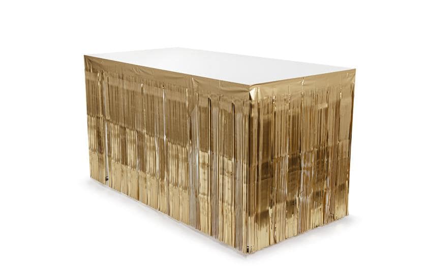 Partydeco Tischumrandung Fransen Silber PET