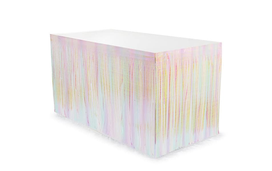 Partydeco Tischumrandung Fransen Silber PET