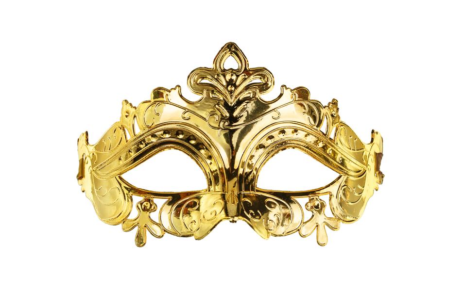 Partydeco Karnevalsmaske, 17 x 9 cm, mit Band, Gold