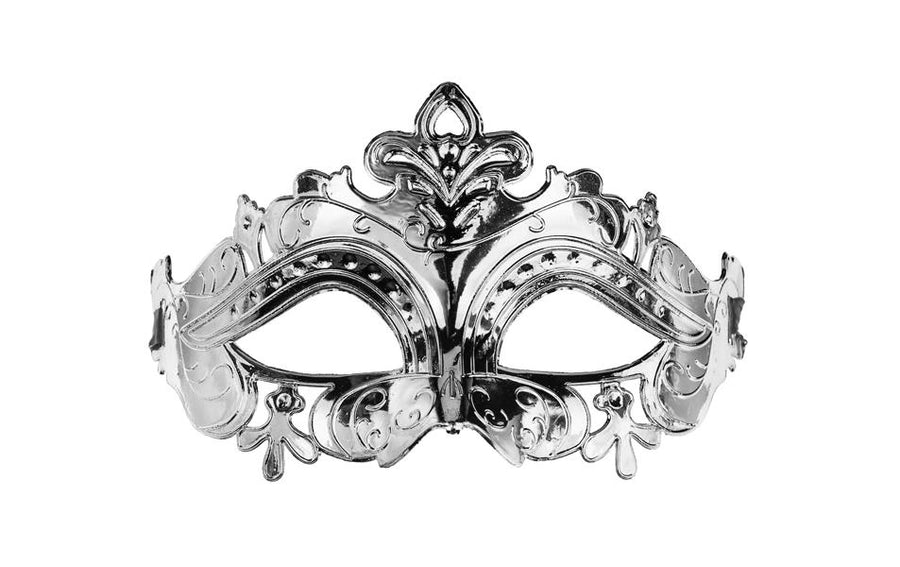 Partydeco Karnevalsmaske, 17 x 9 cm, mit Band, Silber
