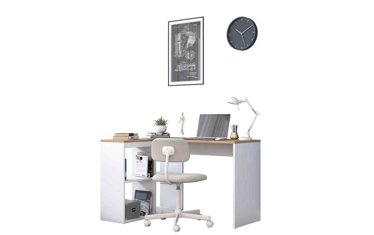 Woody Fashion Bürotisch Eiche, weiss, 120x74.8x50 cm