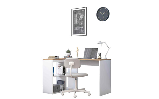 Woody Fashion Bürotisch Eiche, weiss, 120x74.8x50 cm