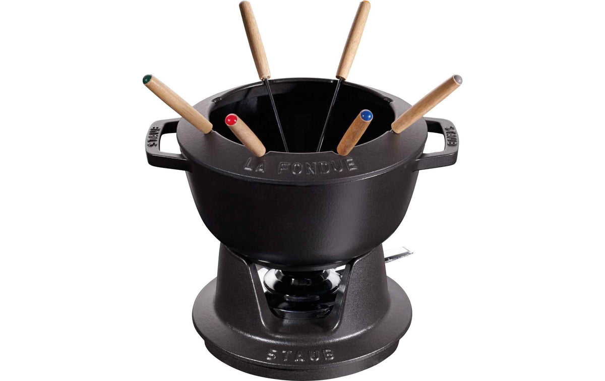 Staub Schokoladenfondue-Set mit 2 Griffen 5 Teile, Schwarz