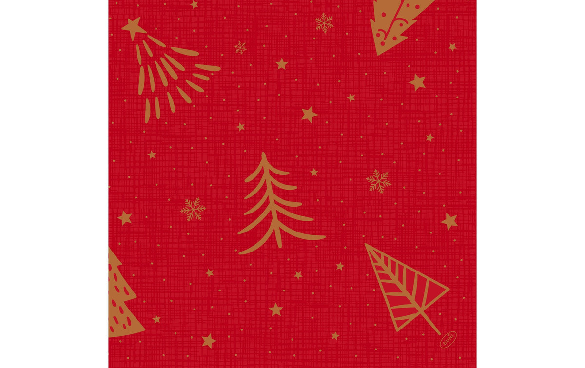 Servietten Bio Shimmer Trees 40x40cm, Gold Rot, Duni