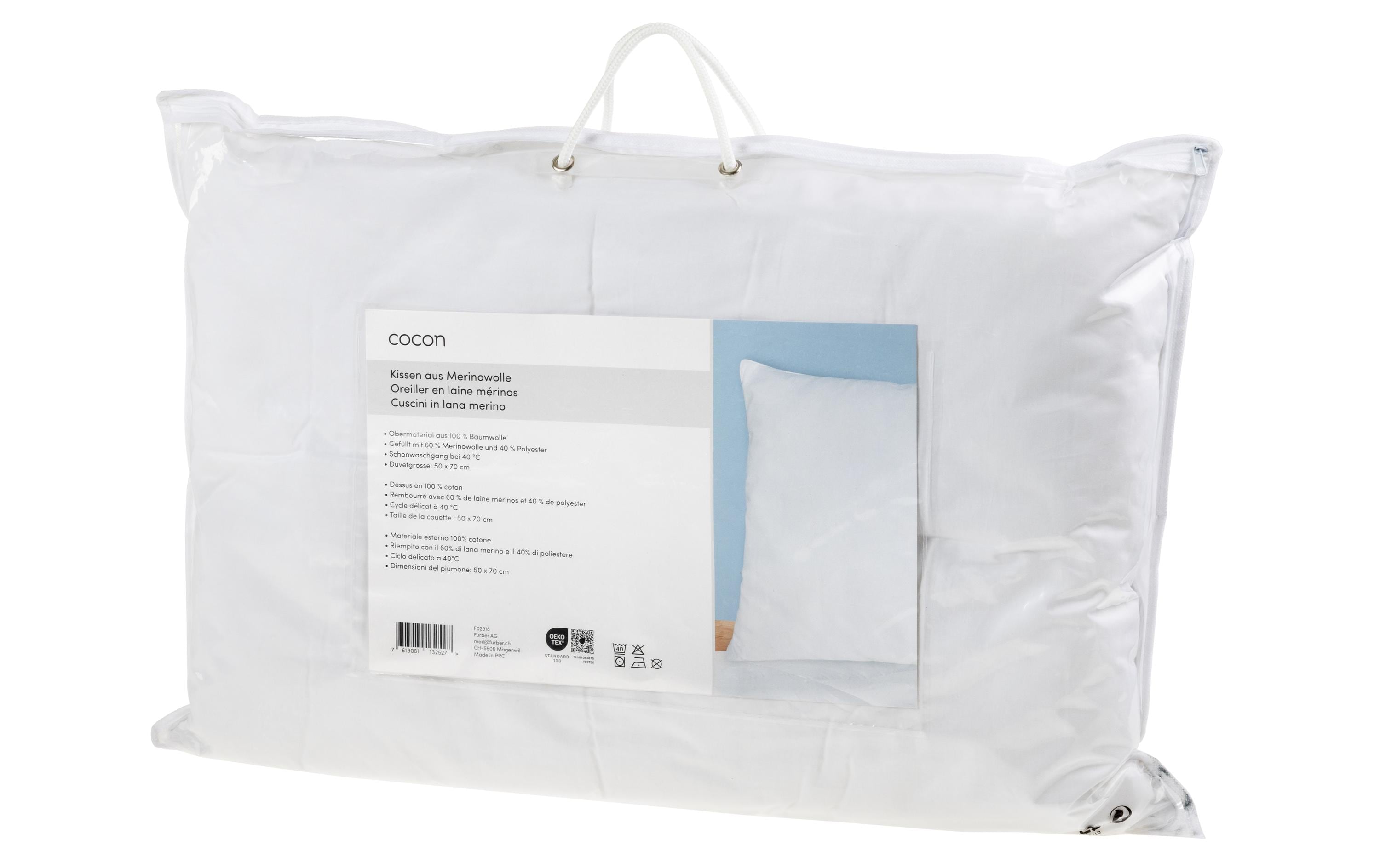 COCON Kissen Merinowolle 50x70cm Obermat. 100%CO, Füllung 60% Merino, 40%PES