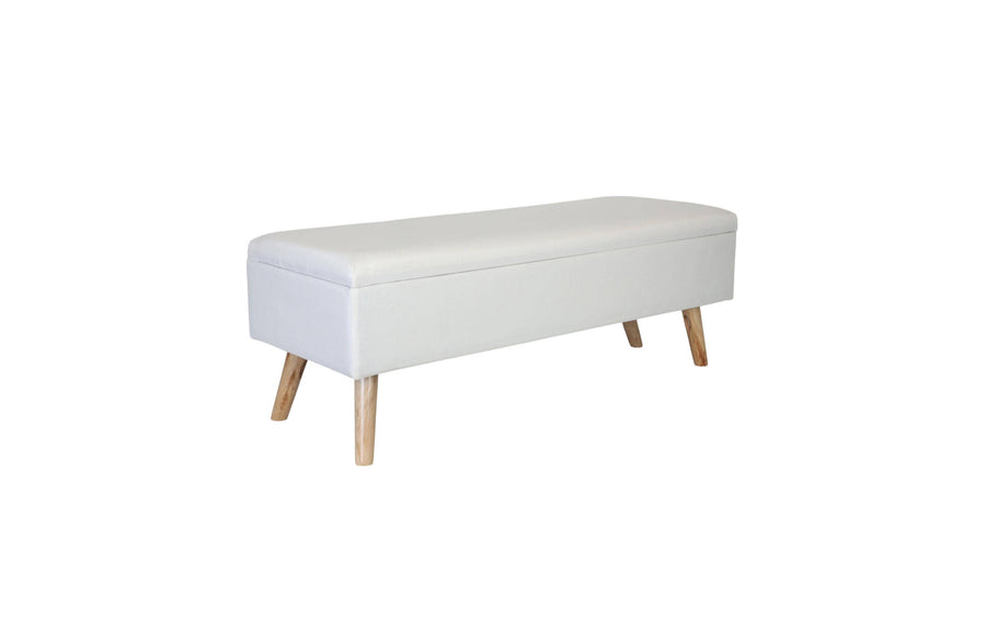 relaxdays Sitzbank mit Stauraum Leinen Weiss/Braun