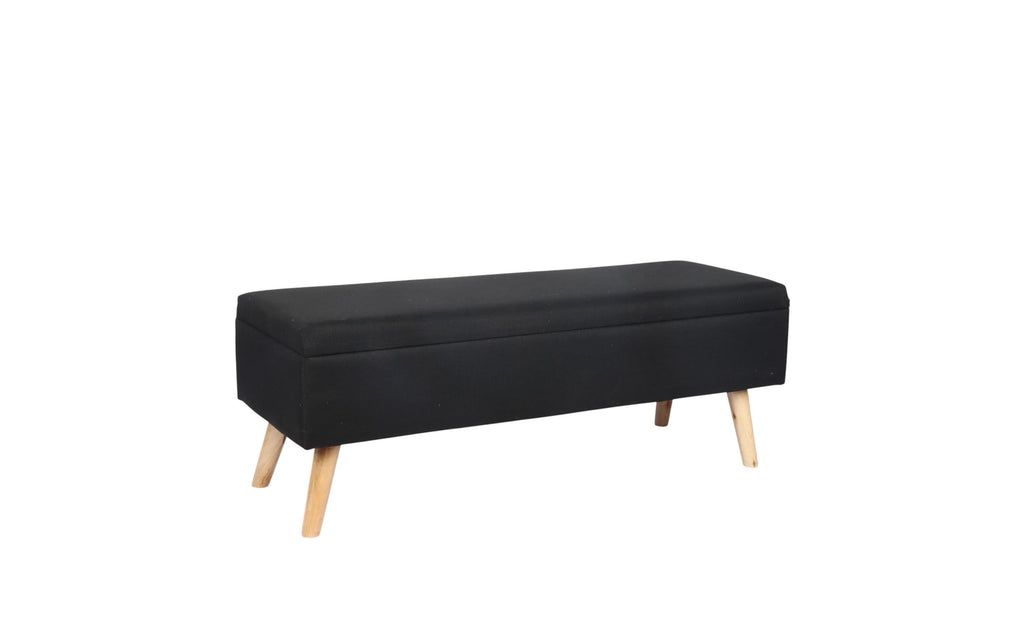 relaxdays Sitzbank mit Stauraum Leinen Schwarz/Braun