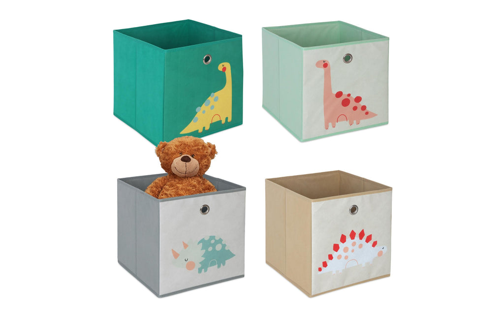 relaxdays Spielzeugbox Tiere 4 Stück