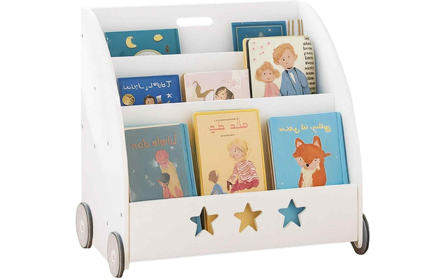 relaxdays Bücherregal für Kinder, fahrbar