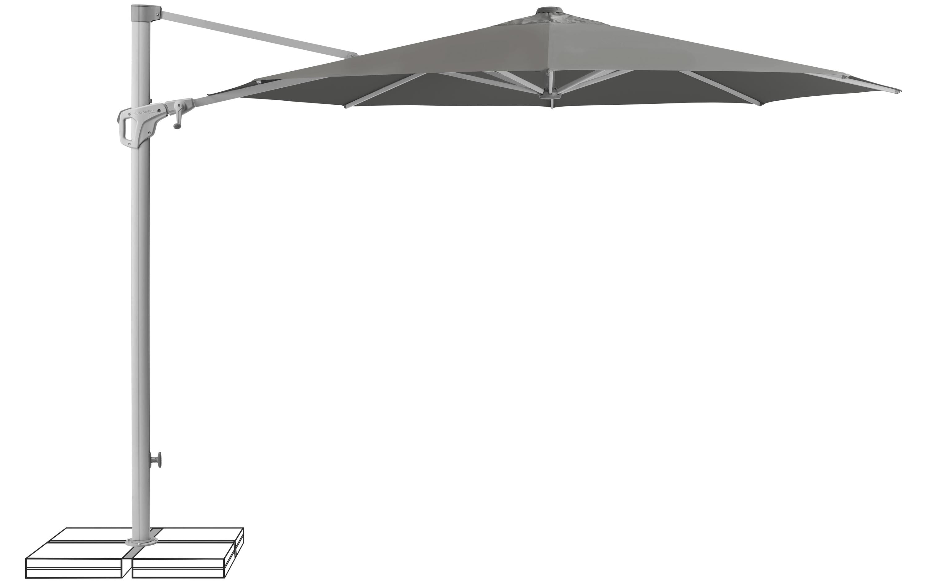 Glatz Sonnenschirm Familyflex Steingrau 300 mm Outdoor Garteneinrichtung Suncomfort by Glatz