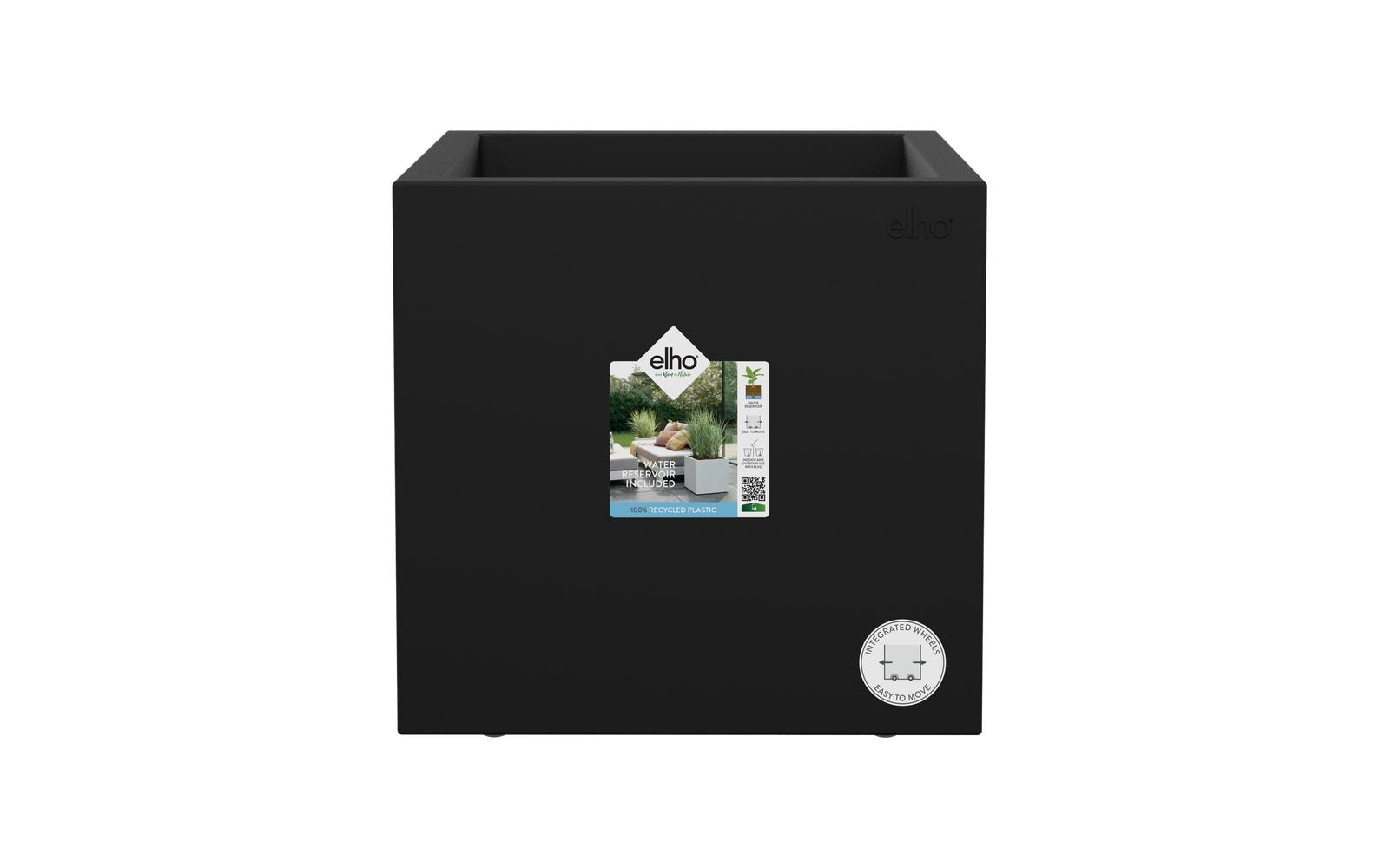 Elho Blumentopf Next Quadrat Schwarz aus recyceltem Kunststoff 40 cm Garten & Outdoor > Pflanzen > Pflanzengefäße Elho