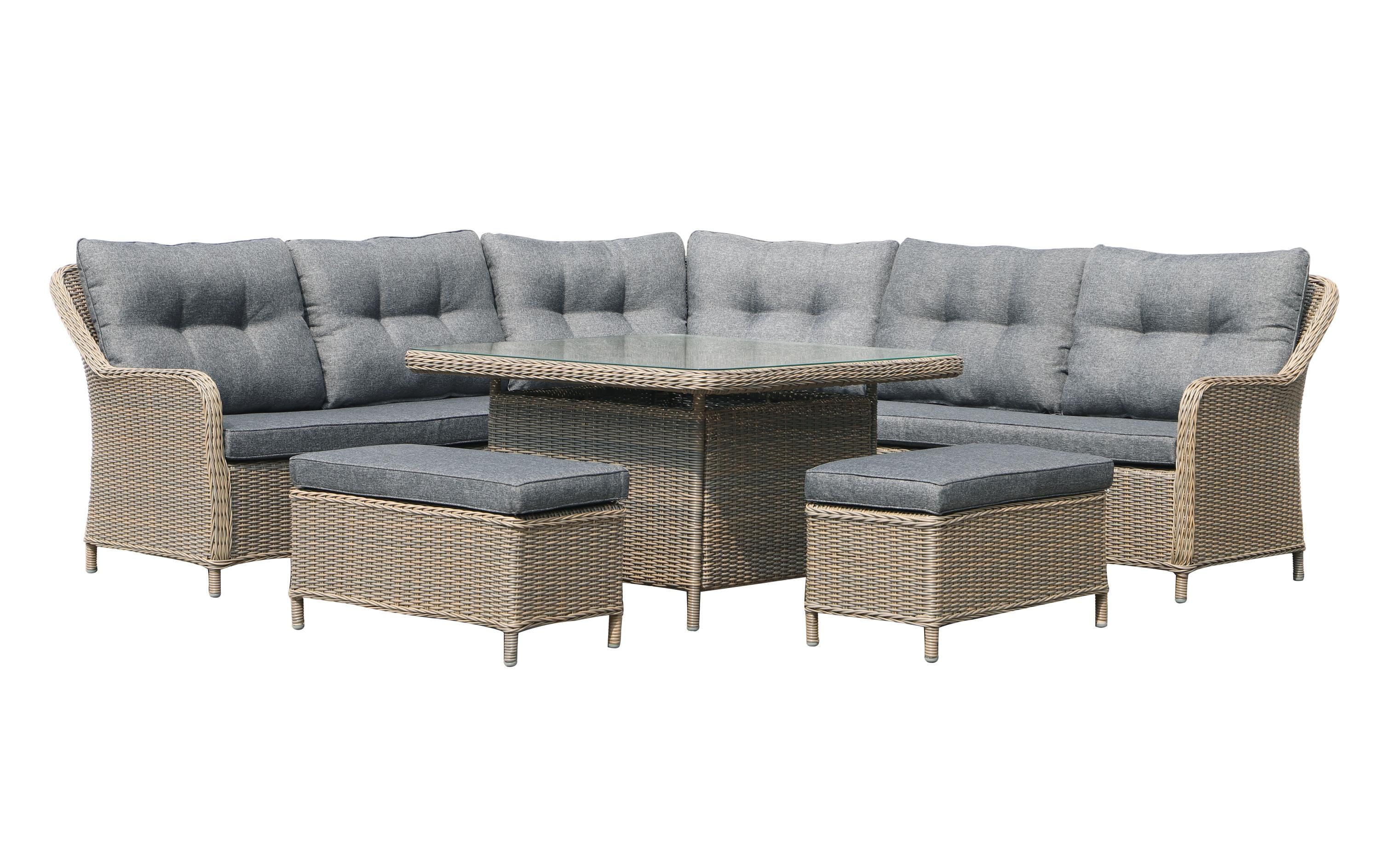 PAU GREY Loungeset Aluminium grau für 7 Personen Garteneinrichtung NORDIcated