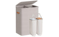 Songmics Wäschekorb Grau, 170 L, 2 Fächer 56x40x75 cm (LxBxH), Traglast 20 kg