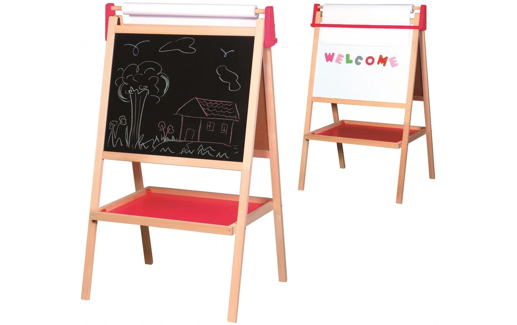 Spielba Holzspielwaren Maltafel mit Papier und Kreiden