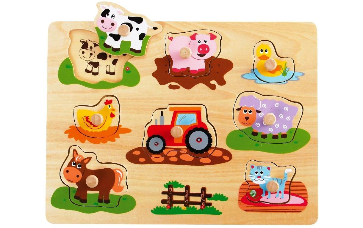 Spielba Holzspielwaren Steckspiel Tiere mit Griffli