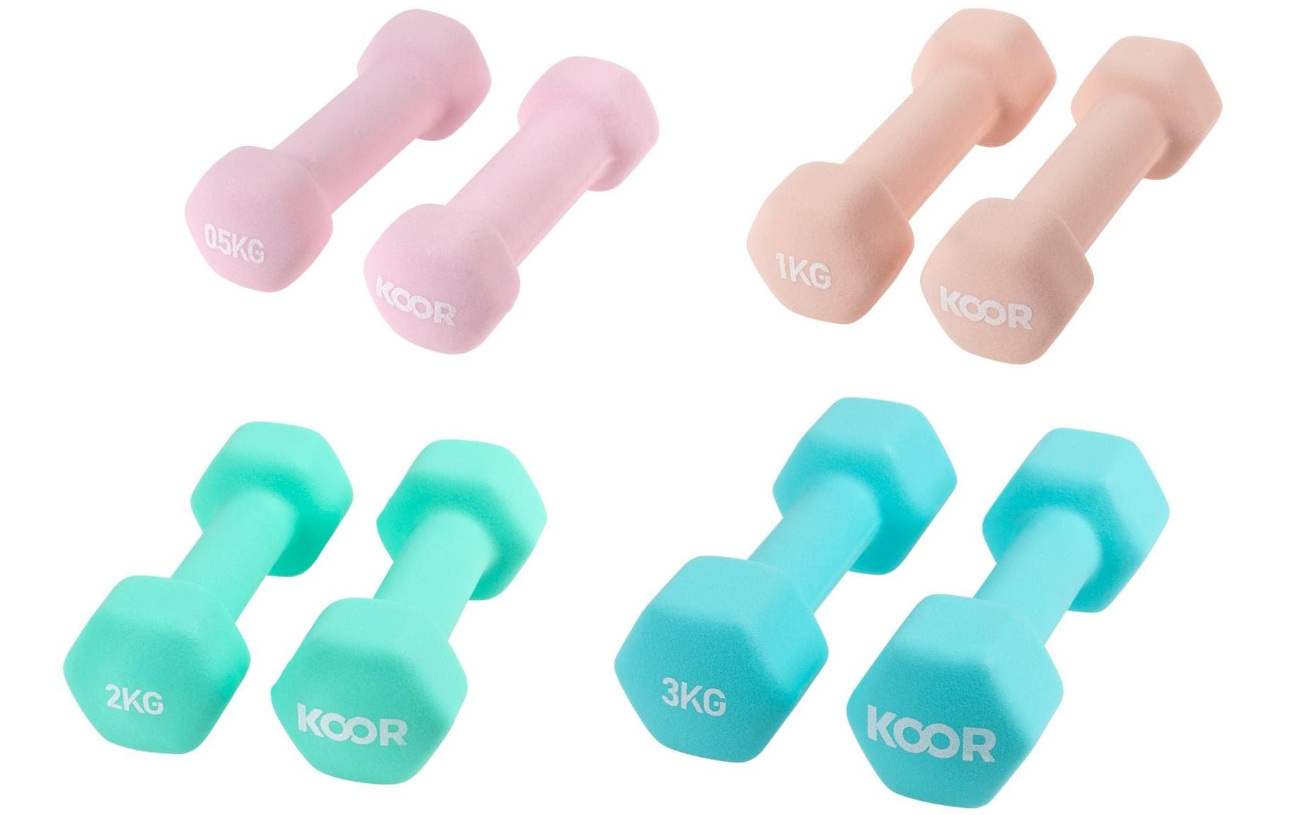 KOOR Kurzhantel 4er Set light 2x0.5kg, 2x1kg, 2x2kg, 2x3kg