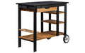 BBQ-Trolley Edelschwarz Holz mobil mit mehreren Ablageflächen Garteneinrichtung dobar