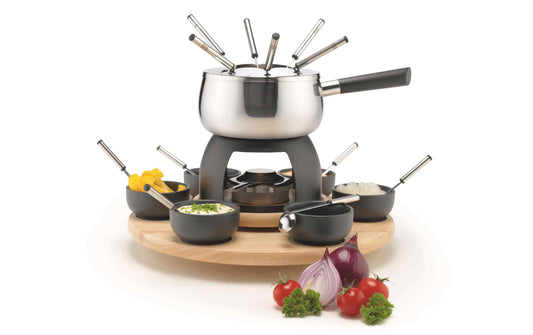 Mäser Fleischfondue-Set 23 Teile, Schwarz/Silber/Braun