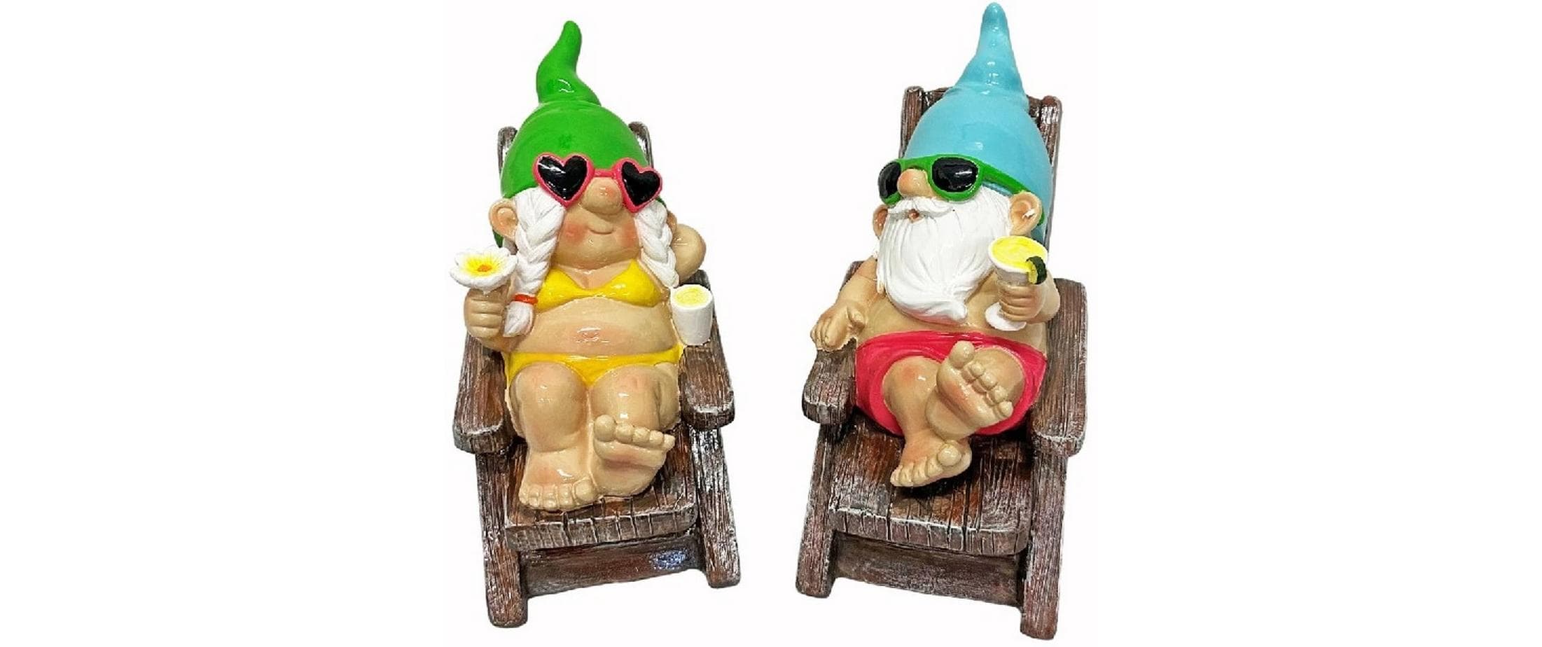 Dameco Dekofigur Gartenzwerg Beach ,2er Set Polyresin, wetterfest, 18.5x11x1 cm (TxBxH)