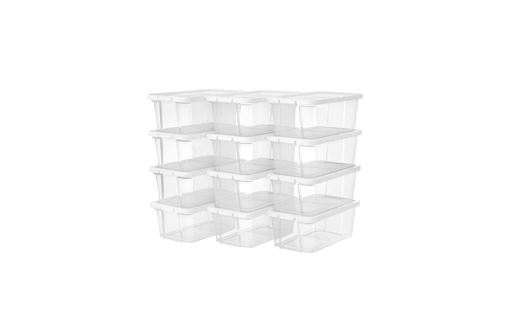 Songmics Schuhboxen stapelbar, 12er Set Transparent/Weiss