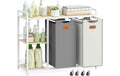 VASAGLE Wäschekorb  mit 2 Fächern 100 l, Beige/Grau/Weiss