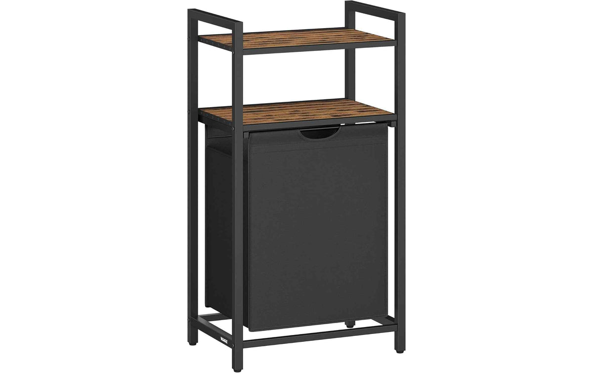VASAGLE Wäschekorb  mit 2 Regalen 65 l, Schwarz/Braun