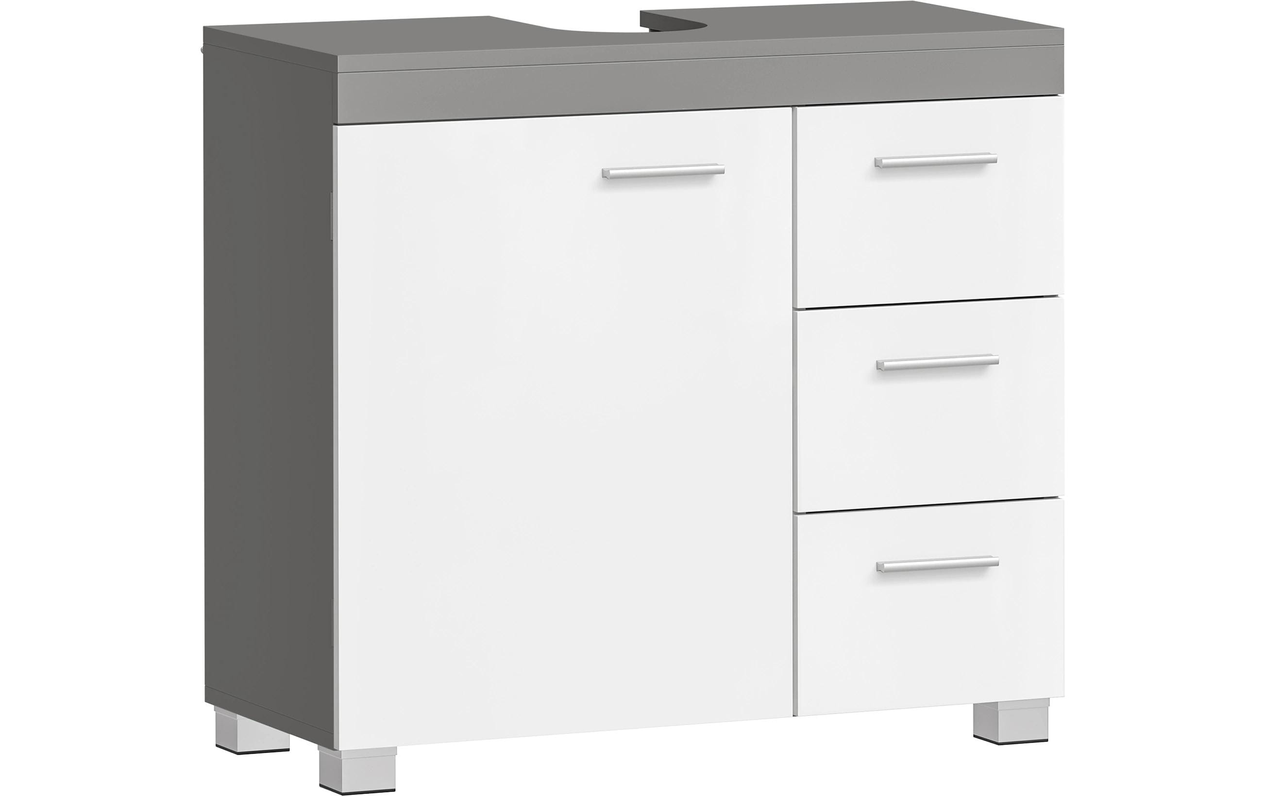 Vasagle Waschbeckenschrank Weiss/Grau 70x30x64 cm Mitteldichte Holzfaserplatte (MDF), Grundmaterial: Holz