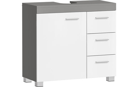 VASAGLE Waschbeckenunterschrank 70 x 64 cm, Weiss/Grau