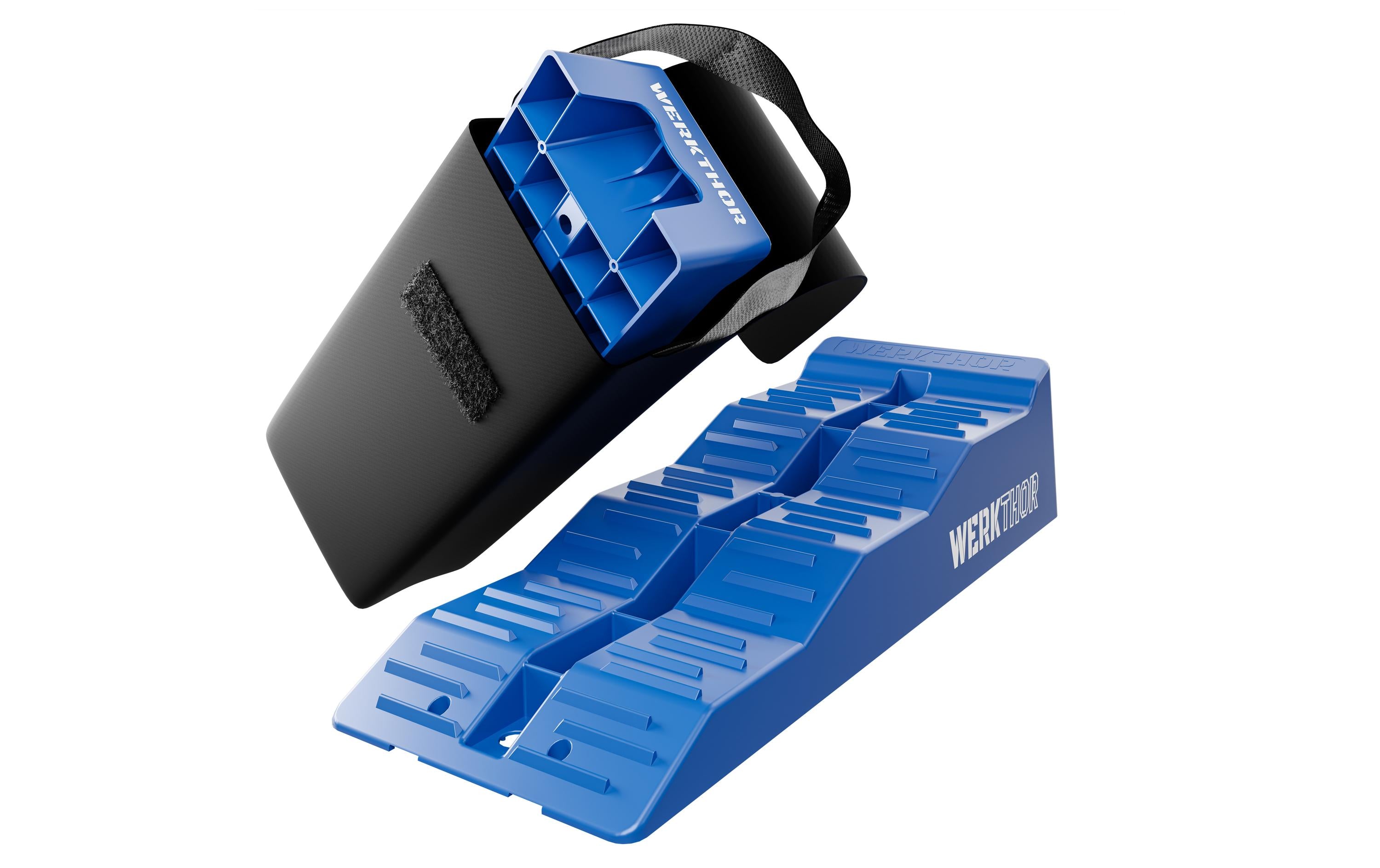 Werkthor flache Auffahrkeile 2er Set Tasche bis 5 Tonnen  Transporttasche Blau