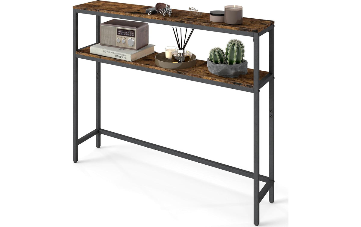 Sideboard 120 x 20 x 80.5 cm Spanplatte Stahl Schwarz Braun VASAGLE