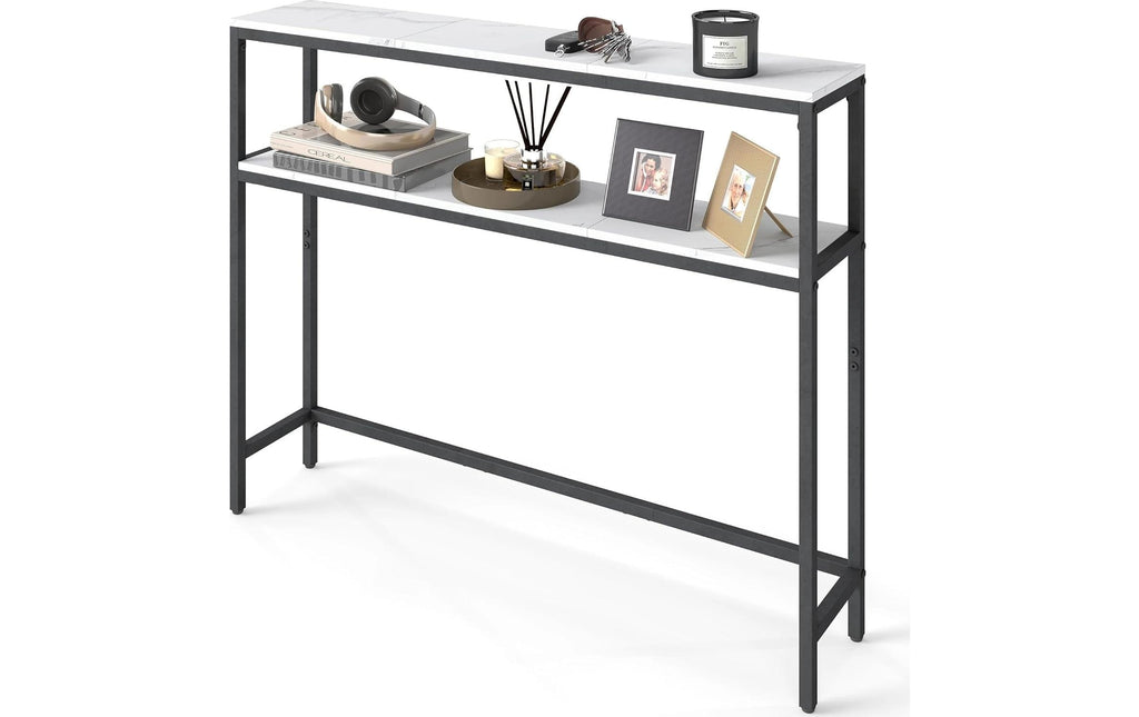Sideboard Konsolentisch 24 x 79.9 cm Weiss Schwarz VASAGLE