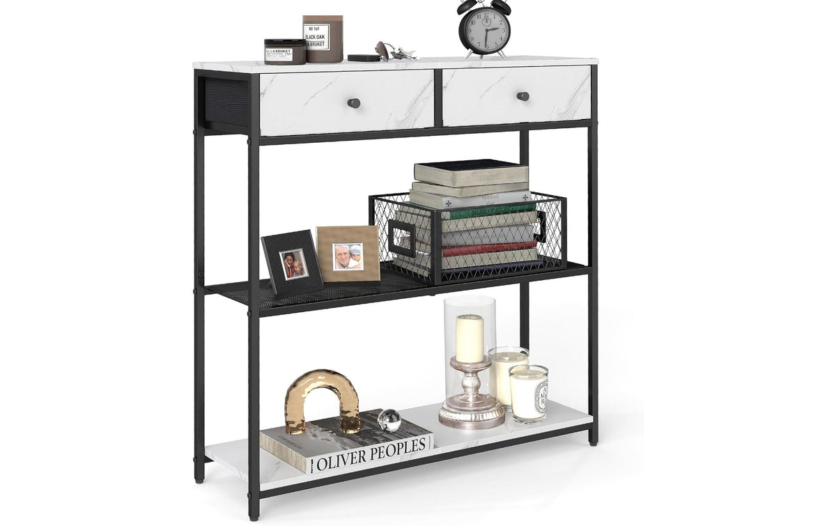 Sideboard Konsolentisch 24 x 79.9 cm Weiss Schwarz VASAGLE