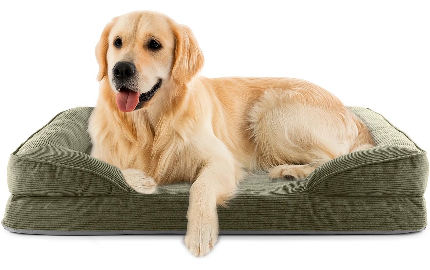 Lumaland Hundebett Indoor Cord L Olivgrün