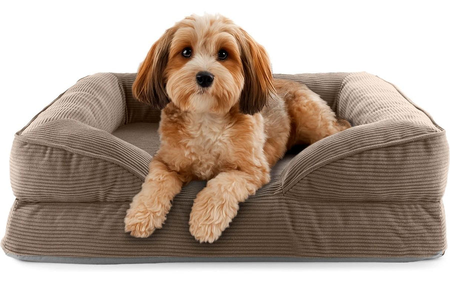 Lumaland Hundebett Indoor Cord S Hellbraun