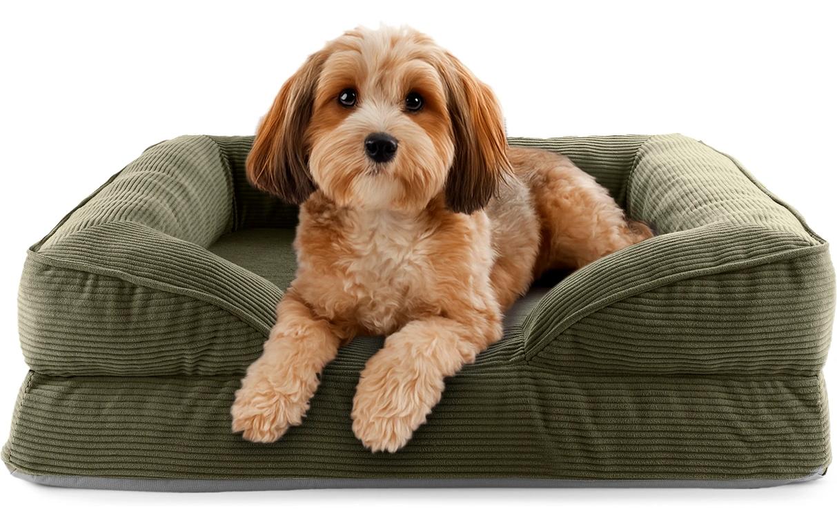 Lumaland Hundebett Indoor Cord S Olivgrün