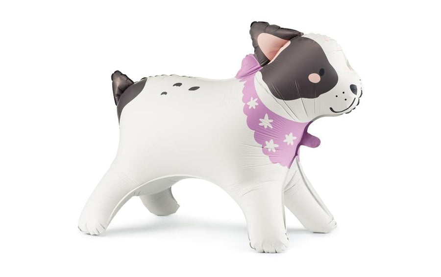 Partydeco Folienballon stehende Bulldogge Schwarz/Weiss, 75 x 57 cm