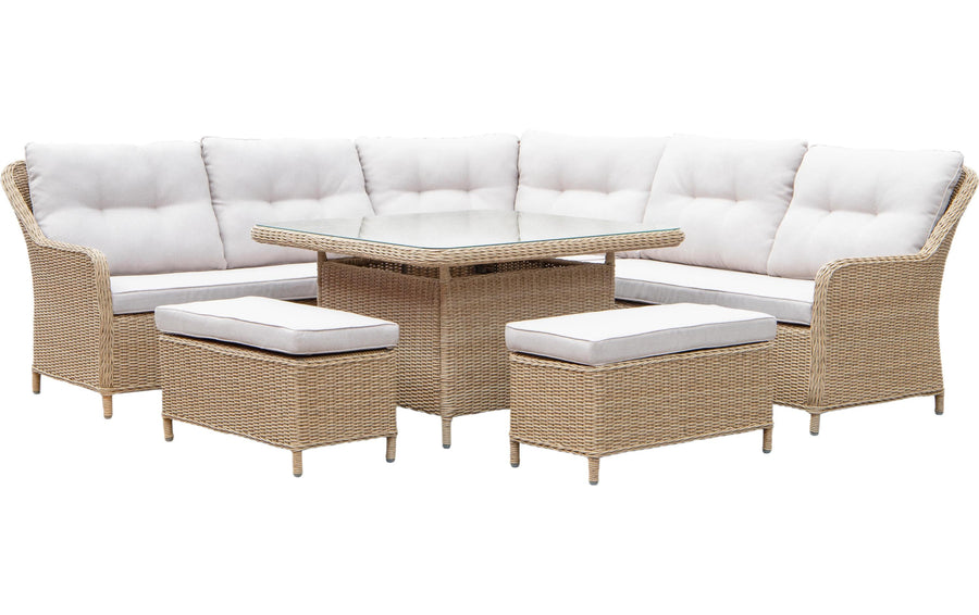 Pau Nature Loungeset Beige Aluminium 7-Sitzer Gartenmöbel Garteneinrichtung NORDIcated