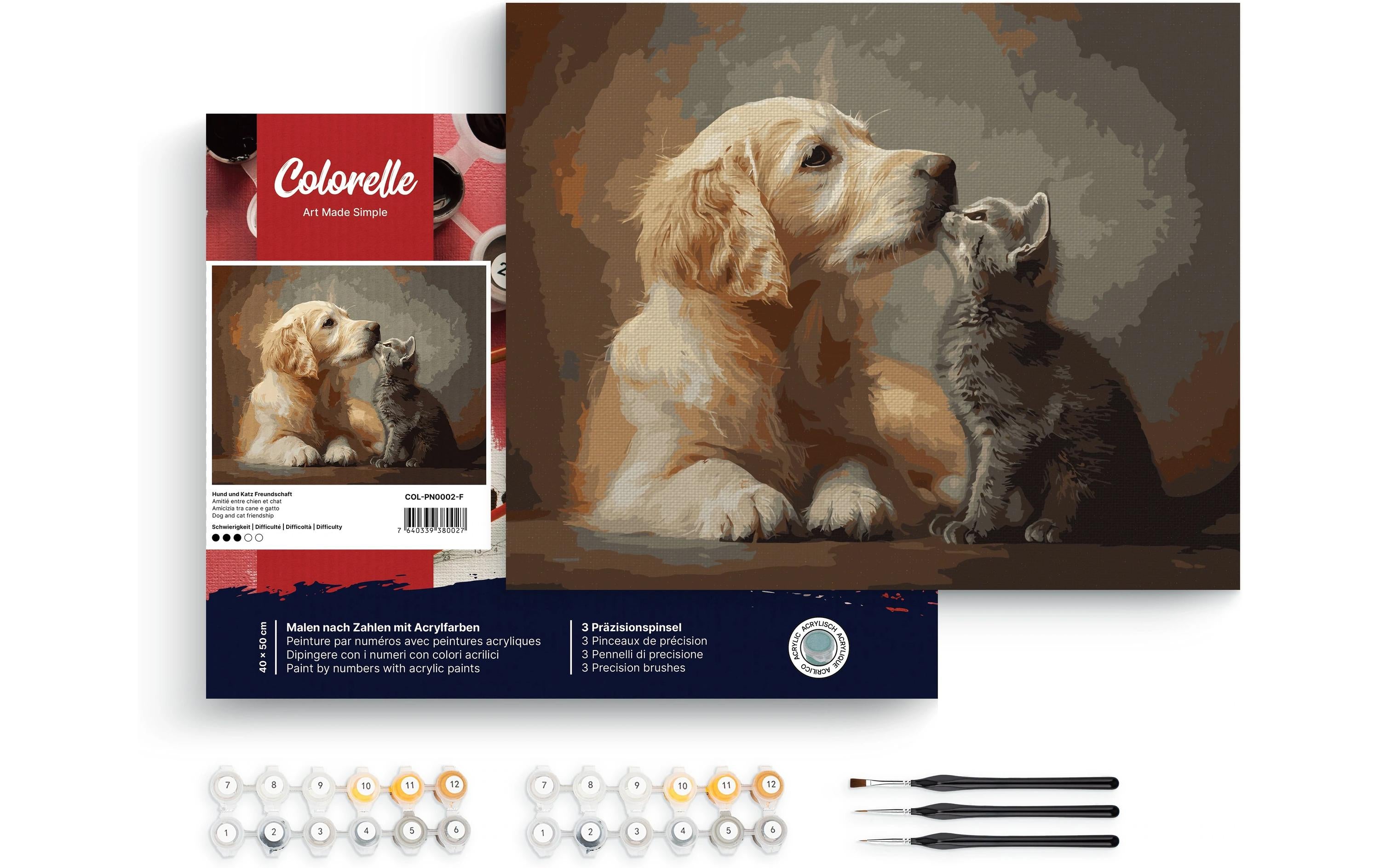 Colorelle Malen nach Zahlen Hund und Katz Freundschaft