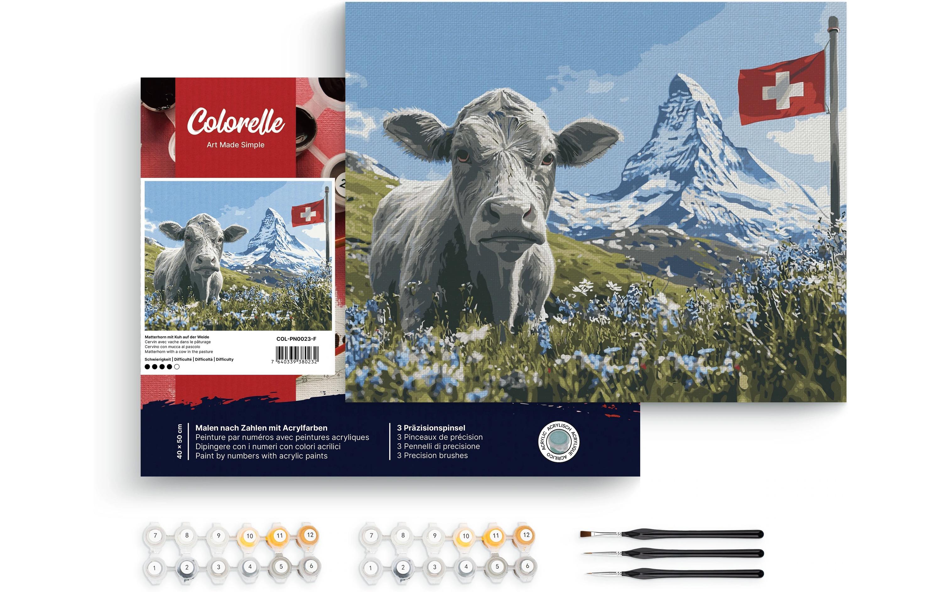 Colorelle Malen nach Zahlen Matterhorn mit Kuh auf der Weide